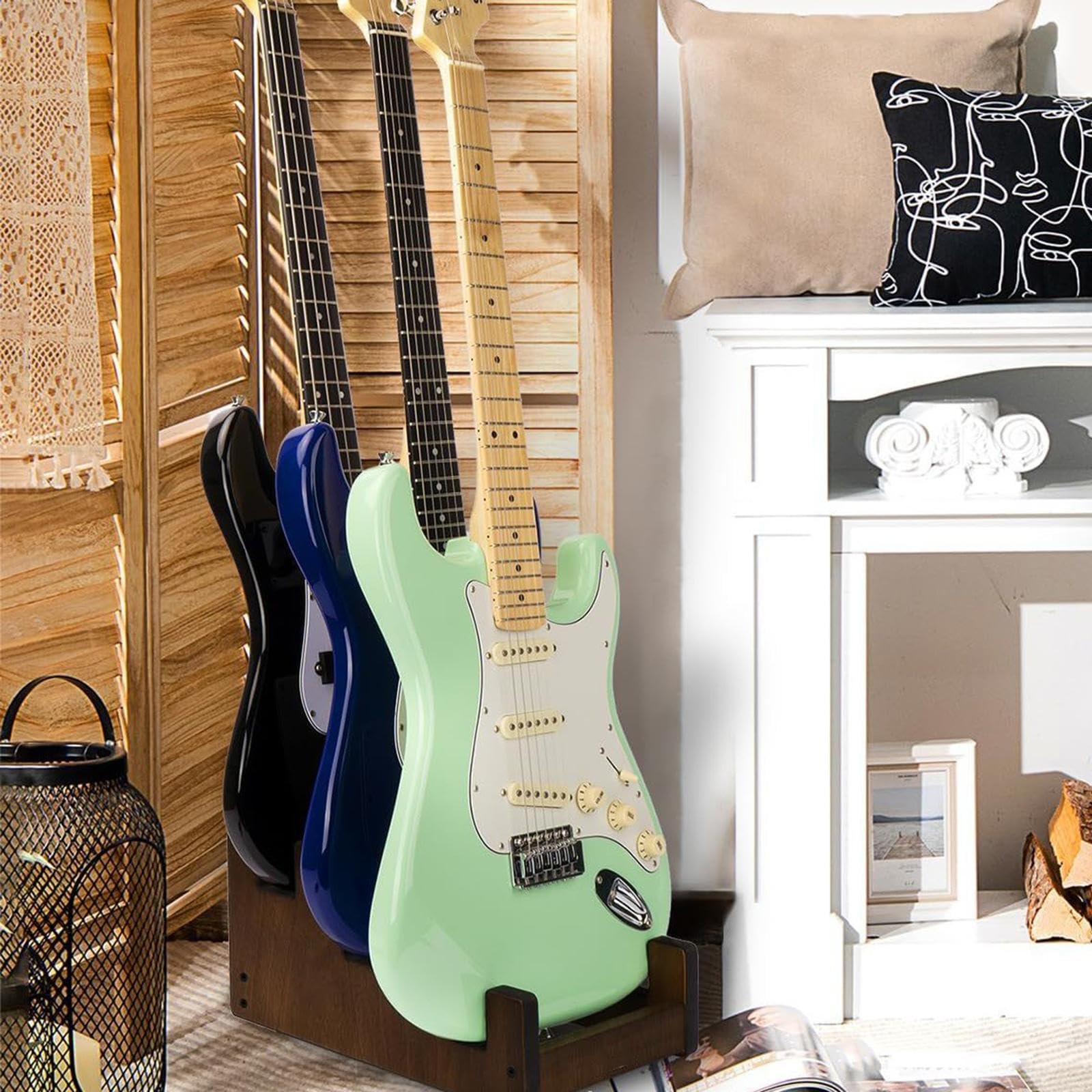 Holzständer für E Gitarren, Instrumentenhalter, Leichte Bassständer, Bodengitarrenständer für Heimauftritte, M