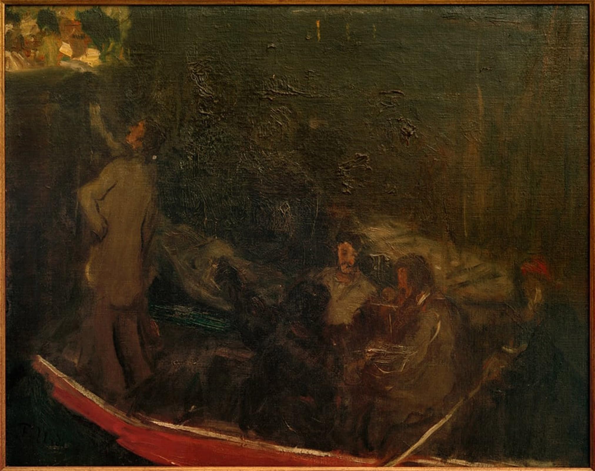 RZHRHJES Vintage Picture Wall Picture Painting Print Poster Nocturnal Boat Trip by Fritz Von Uhde Abstract Wall Art Painting for Office Decor 60x90cm