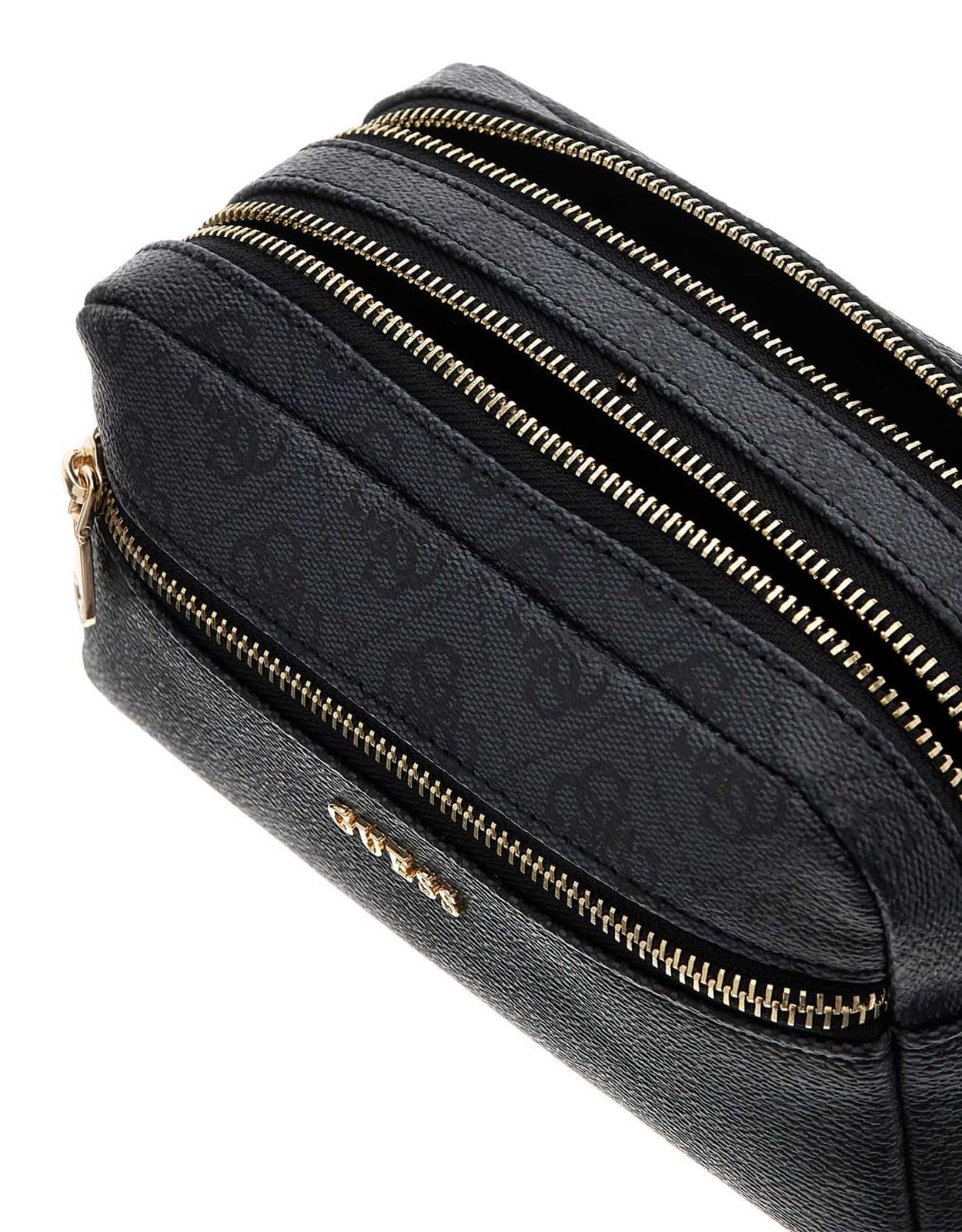 GUESS borsa per utensili borsa da toilette Double Zip Organizer Coal Logo grigio scuro