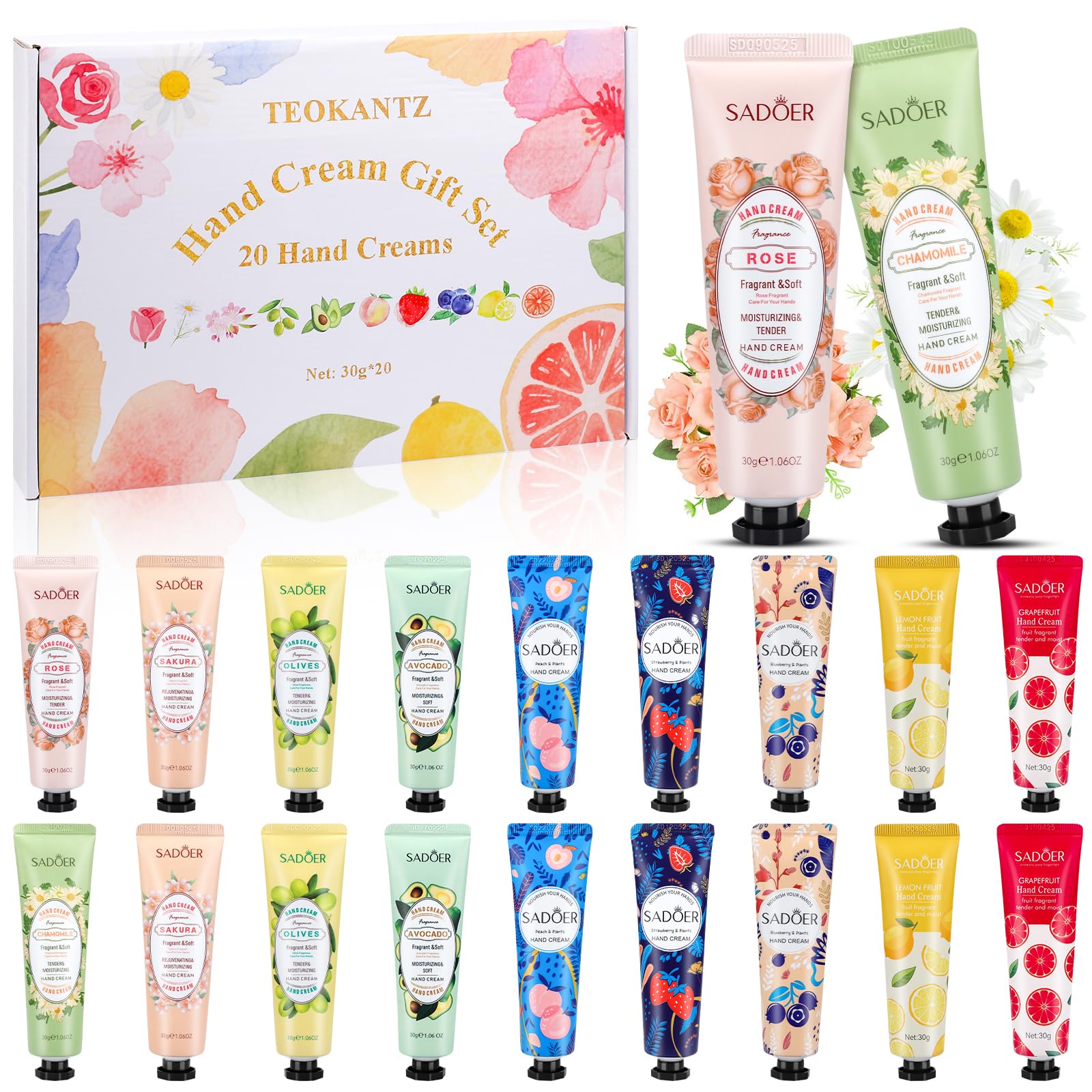 Handcreme Set, 20 Stück 30 g Mini Handcreme Frauen, Hand Cream (Packung mit 6)