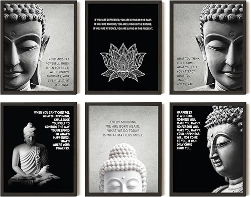 97 Decor Decoración de Buda para el hogar, impresiones artísticas de pared de Buda, póster inspirador de citas budistas, cuadros de arte de budismo,
