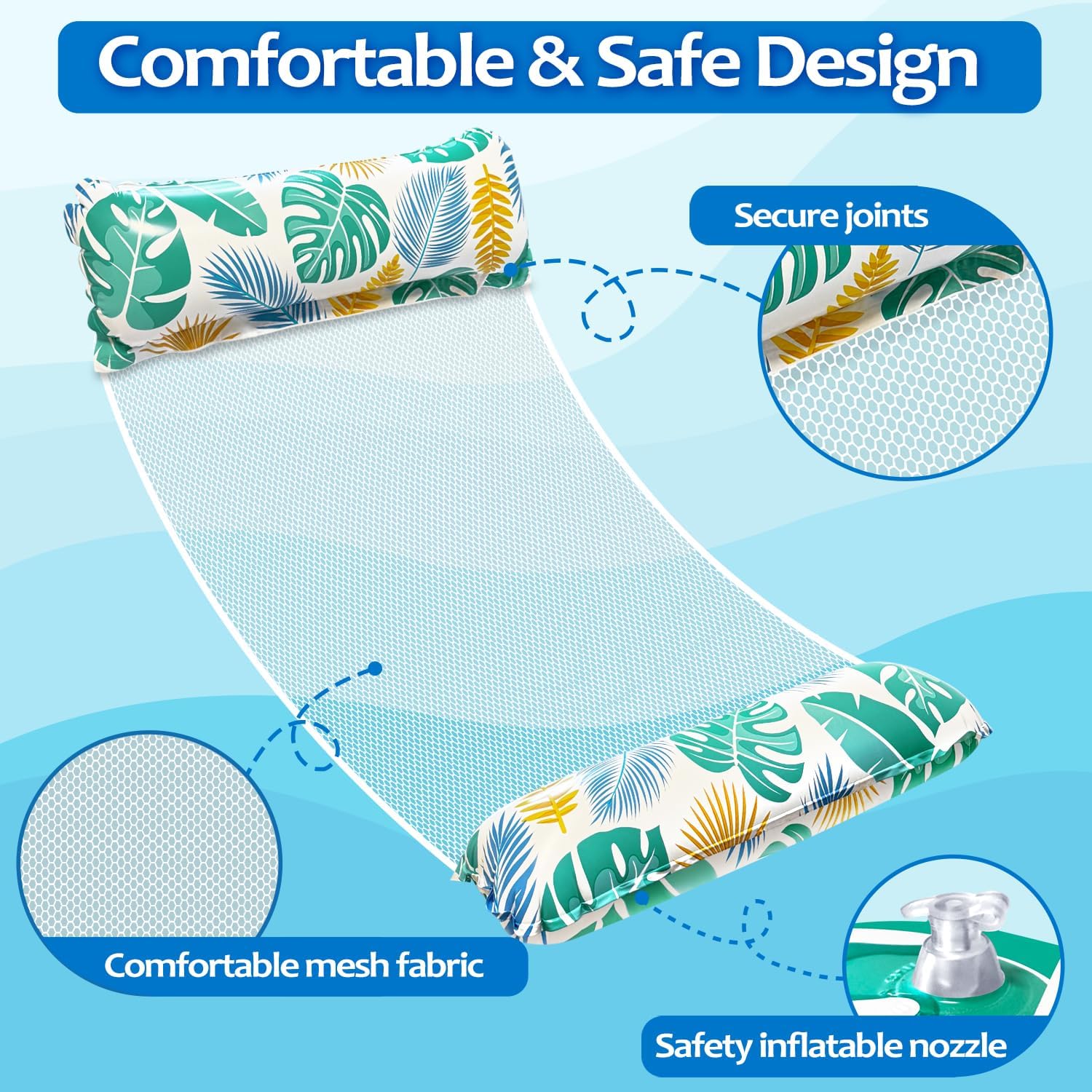 Luftmatratze Pool, 2 Stück Wasserhängematte, XL Luftmatratze Wasser, 4 IN 1 Wasserspielzeug Pool LuftmatratzeErwachsene, Wasserhängematte Mit Netz Aufblasbare Pool Zubehör Spielzeug Spaß