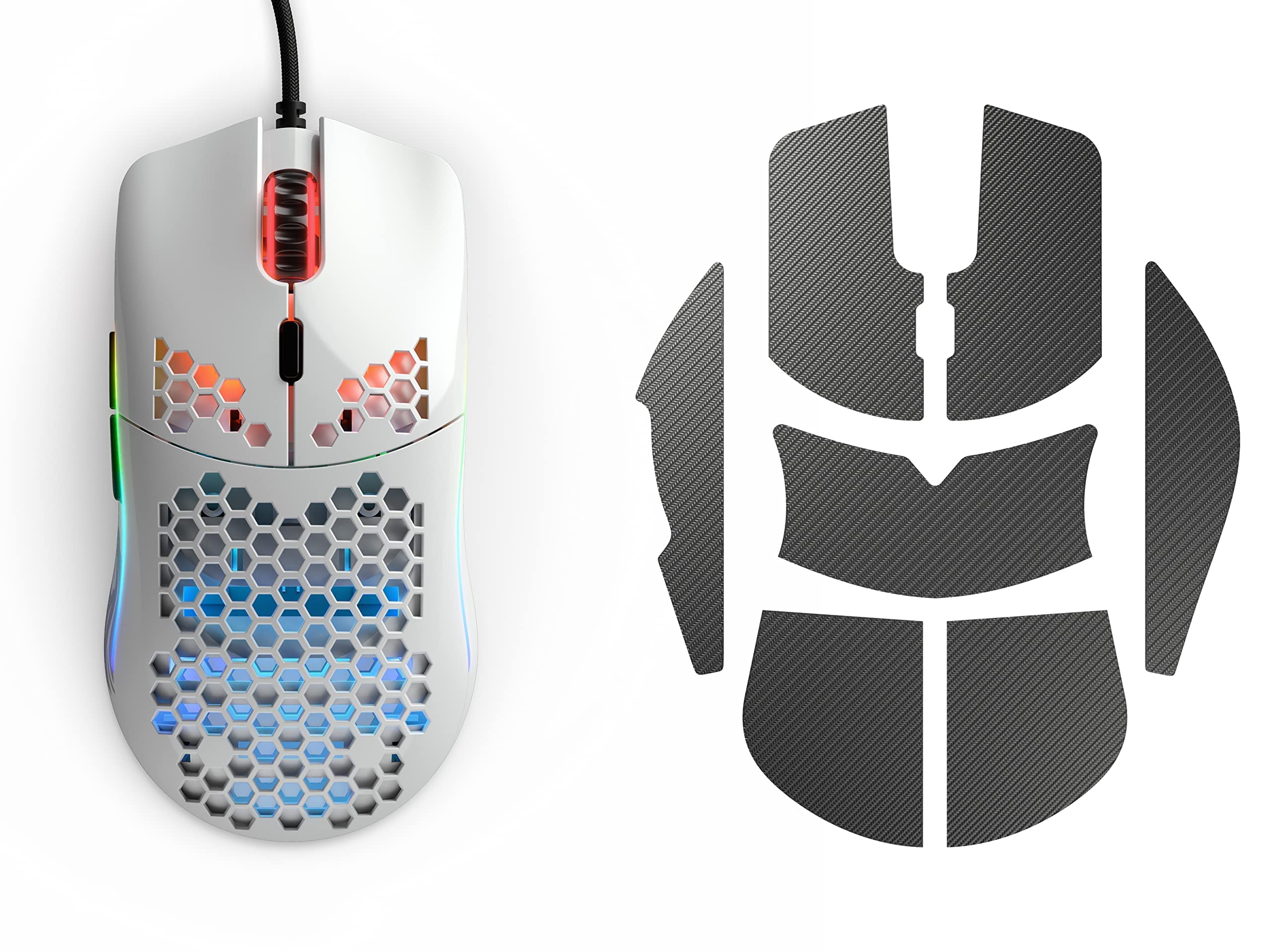 (Mouse + Grip Tape) Glorious Model O- (Minus) Gaming Mouse, Glossy White (GOM-GWHITE) + Glorious Gam