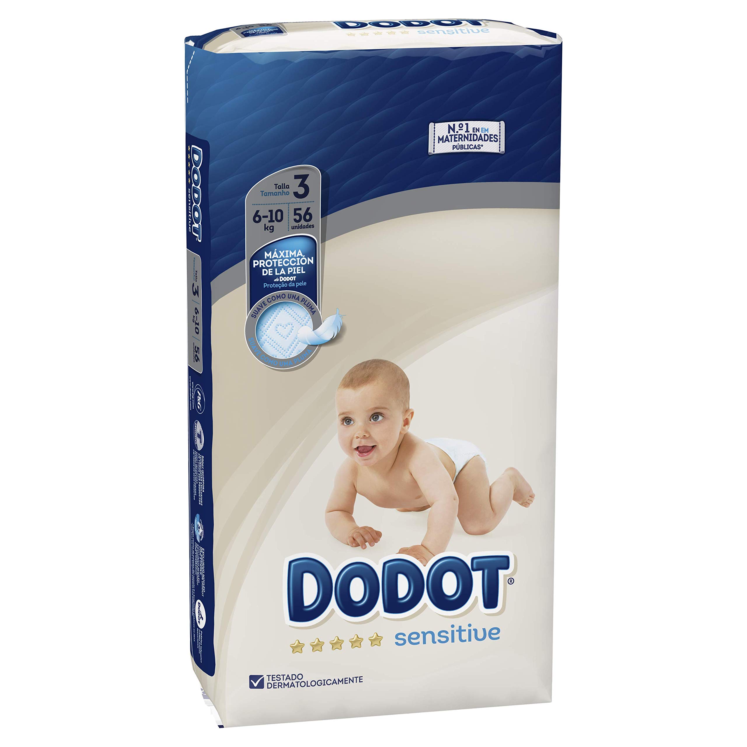 Dodot Sensitive - Pañales Talla 3, 56 Pañales, 6 a 10 kg (Paquete de 3)