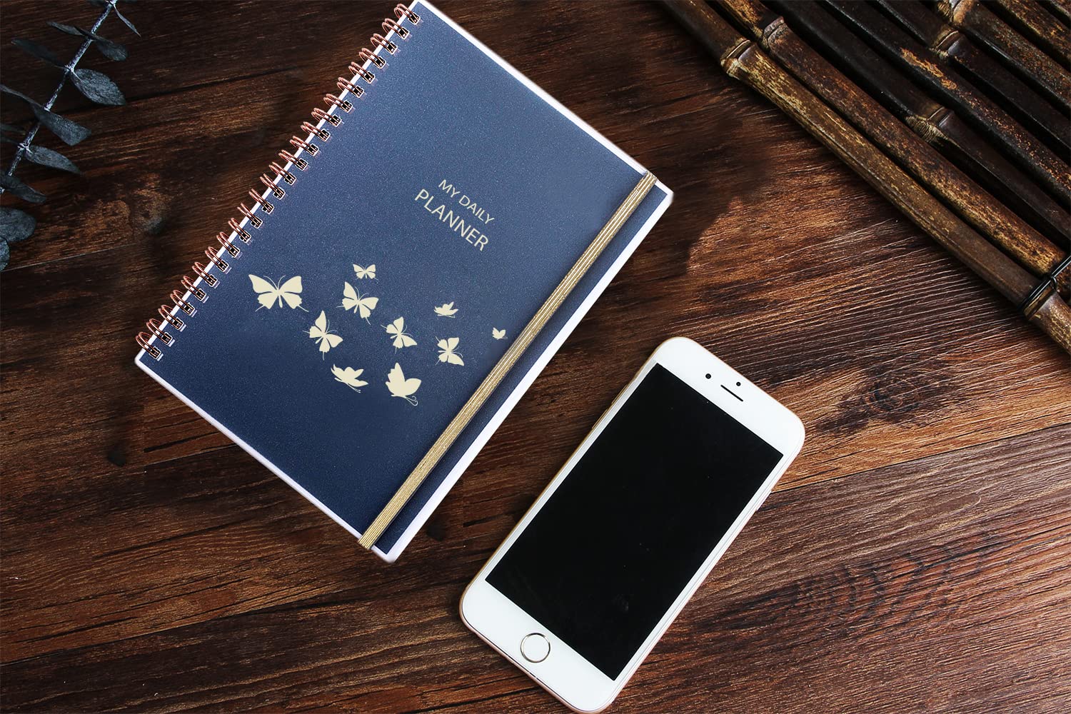 MengH-SHOP Agenda Journalier Cahier Papier Kraft Noir Cahier Bloc Note à Spirale Manuels De Gestion Du Temps To Do List Planificateur Quotidien 100 Pages / 50 Feuilles 19 X 13 Cm (4