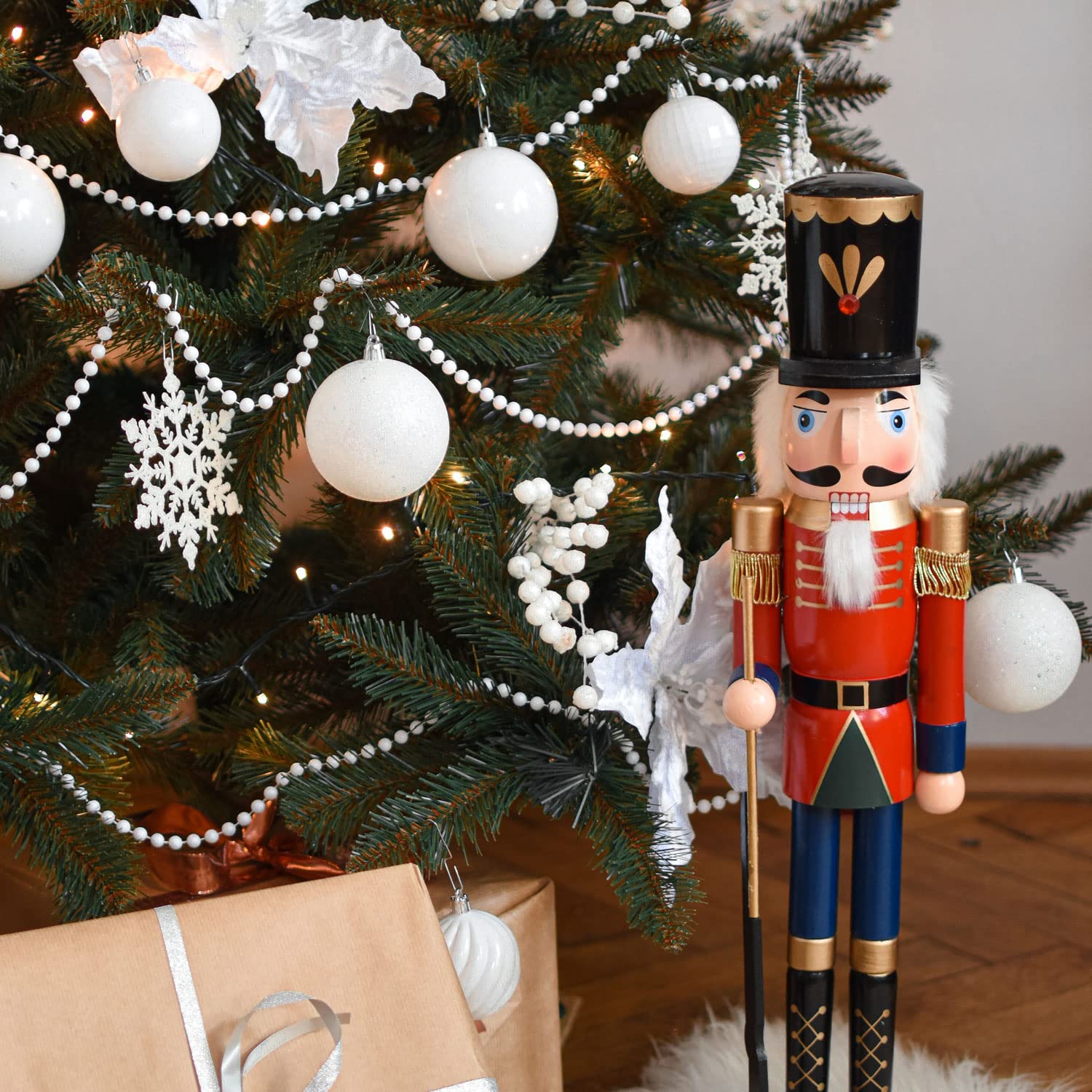 Boules De Noël En Laine Flockée 8cm - Déco Intérieur/Extérieur, Mariage, Fête, Sapin