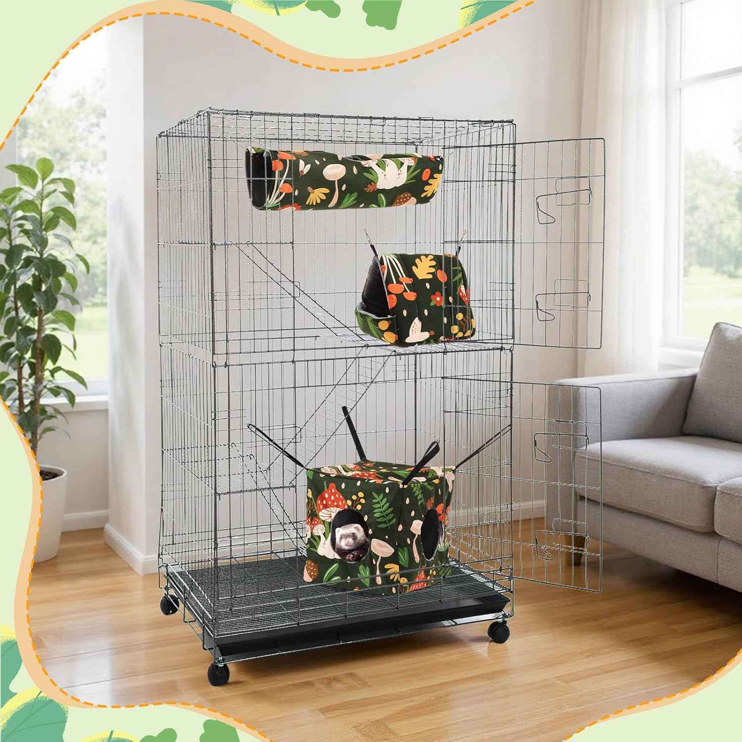 6 Pack Ferret Rat Hammock Set Guinea Pig Hideout Bed, Pet Hanging Tunnel Glider Toy Washable Large Hammock Toy Hideout Cage Accessories for Animals Squirrel, Bunny Chinchillas Hamster 6 81 s68Z0nVL. AC SL1500