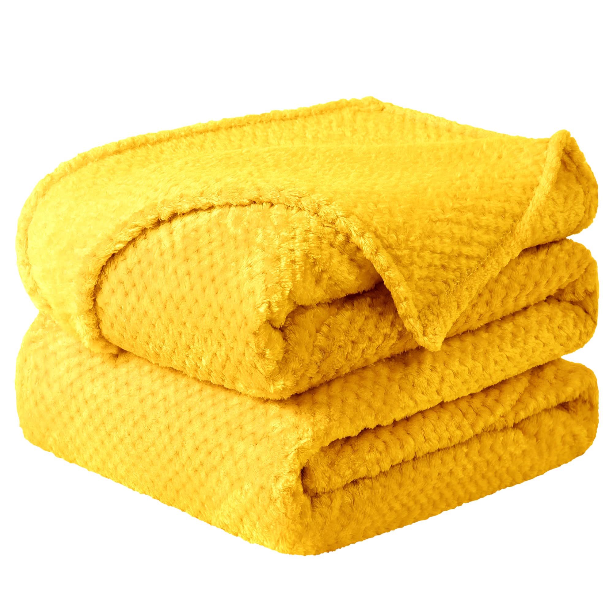 Couverture polaire en flanelle jaune microfibre douce chaude lit canapé