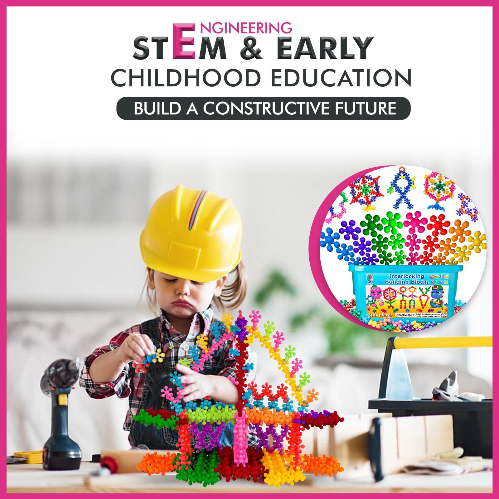 Bloques de construcción de 300 unidades – Juguetes STEM para la creatividad – Regalo de cumpleaños para niños de 4 años – Juego de discos entrelazados – Regalo de cumpleaños para niños 7