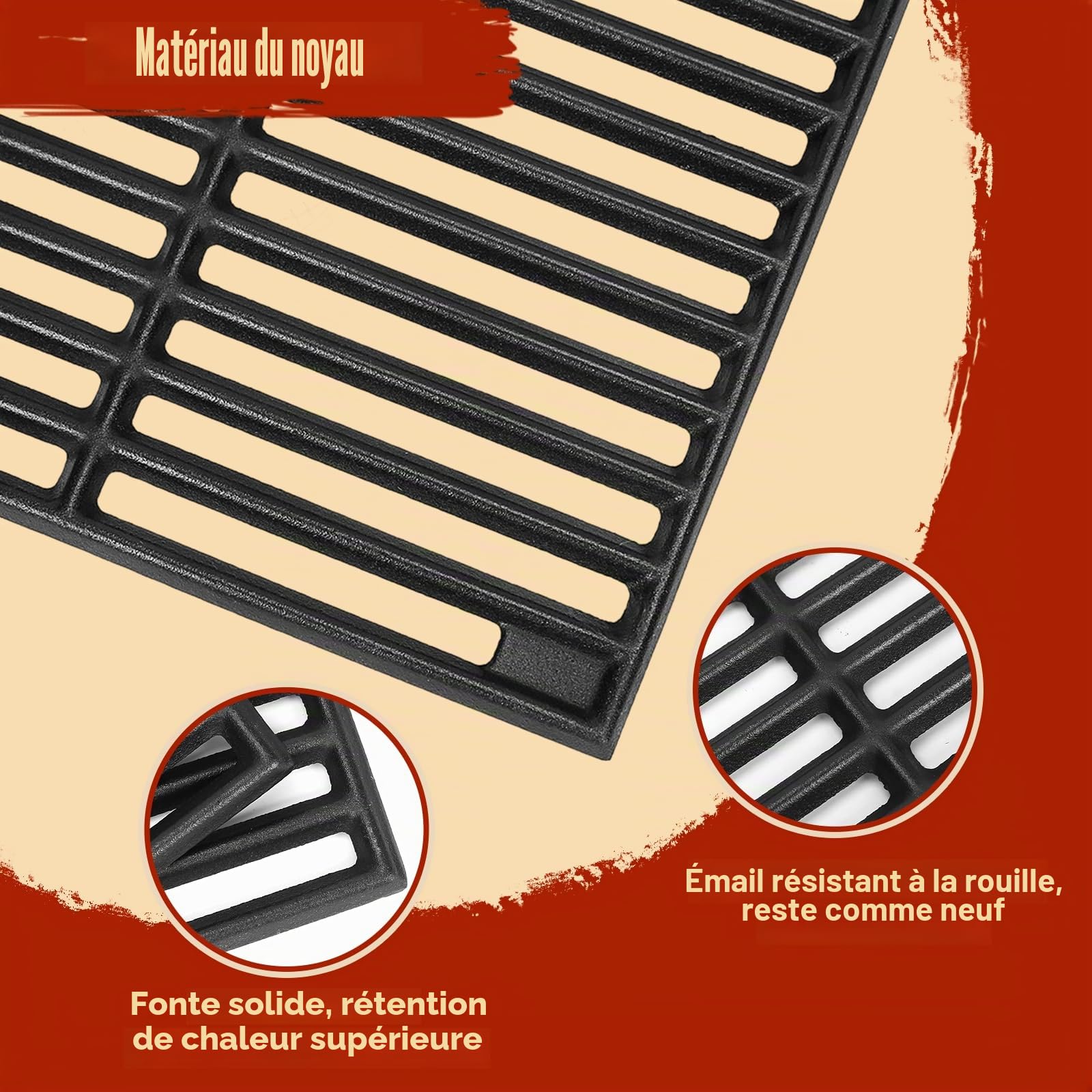 Denmay Lot de 2 grilles de barbecue en fonte - 45 x 70 cm - Pour Rösle Videro G4-S, Pour Enders Kansas Pro 4, Pour Napoléon Rogue 525, Pour Napoléon Prestige 500