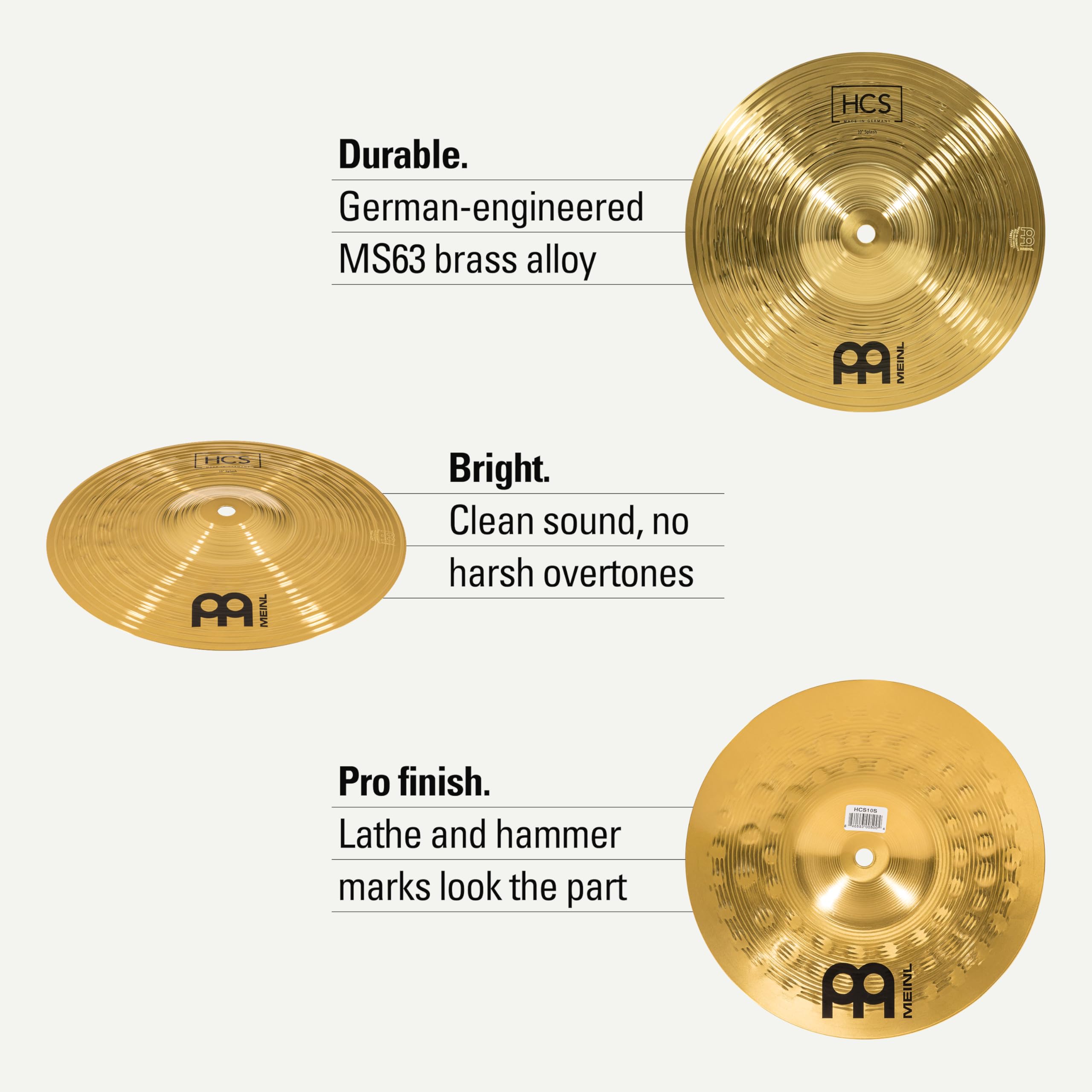 Meinl Cymbals HCS Splash 10" 25,4cm Ottone Batteria Made In Germany HCS10S