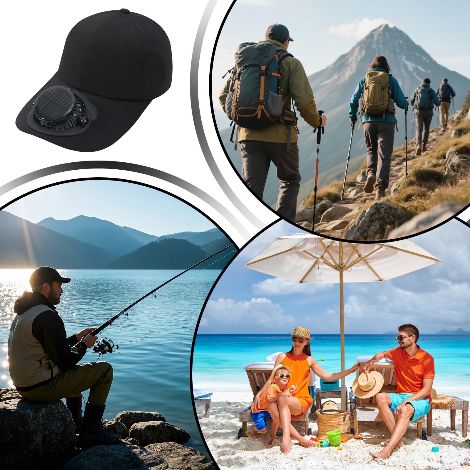 Cappello con Ventola Solare Uomo | Copricapo Sportivo Outdoor per attività all'Aperto - Cappello Protezione Solare - per Uomo Donna Giardinieri Golf Viaggi Campeggio Concerto Tore Escursionismo Sport