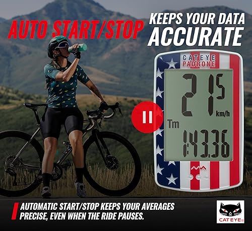 Miniatura 8 de CATEYE Ordenador inalámbrico para bicicletas Padrone ciclocomputadora de gran tamaño, velocímetro inalámbrico y odómetro, montaje FlexTight,