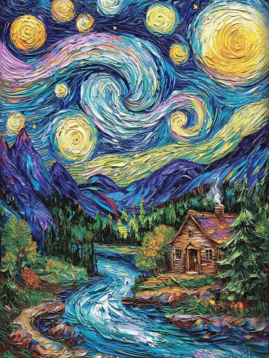 Dipingere con i Numeri Adulti Paesaggio del cielo stellato, 60x80cm s-1007