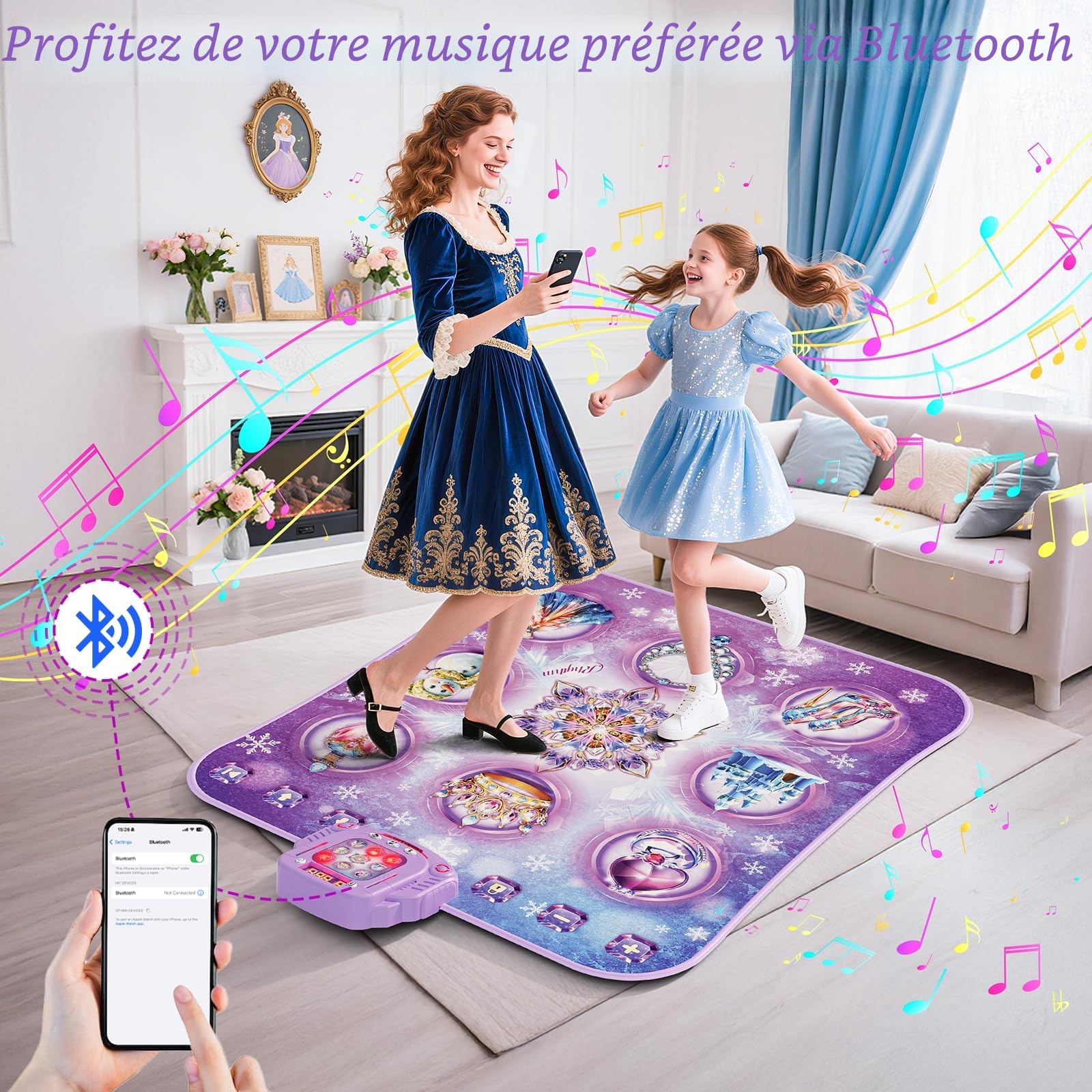 Handwell Tapis de Danse Lumineux Bluetooth 5 Modes de Jeu pour Enfants 3-8 Ans