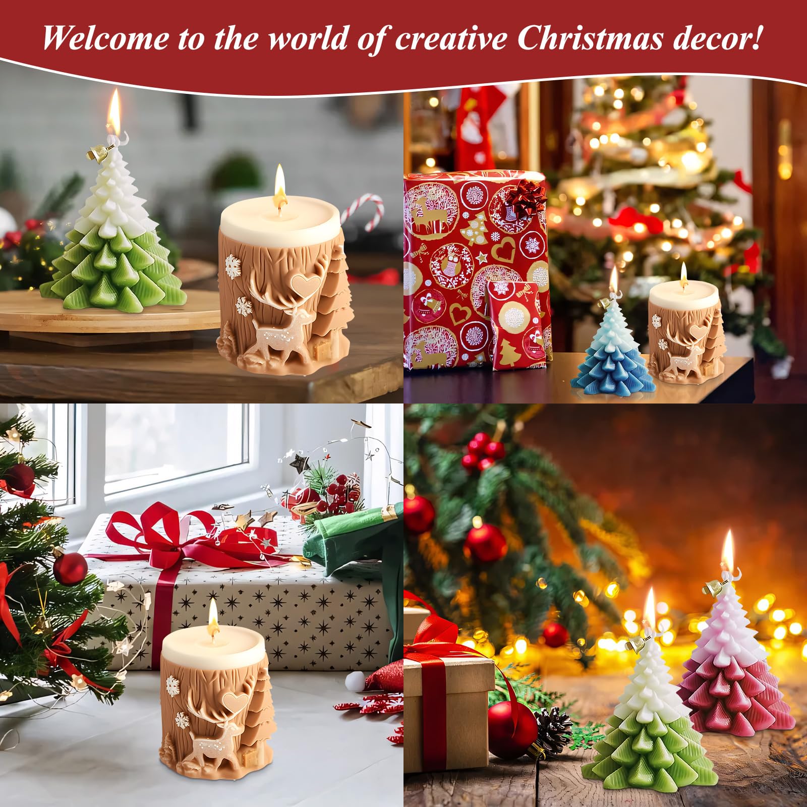 Kerstboom 3D Kaarsvorm DIY Candle Mold ESYFOR 2 Stuks Siliconen Kaarsvormen Voor Het Gieten Van Siliconen Mallen Kaarsen Kerstkaars Mal