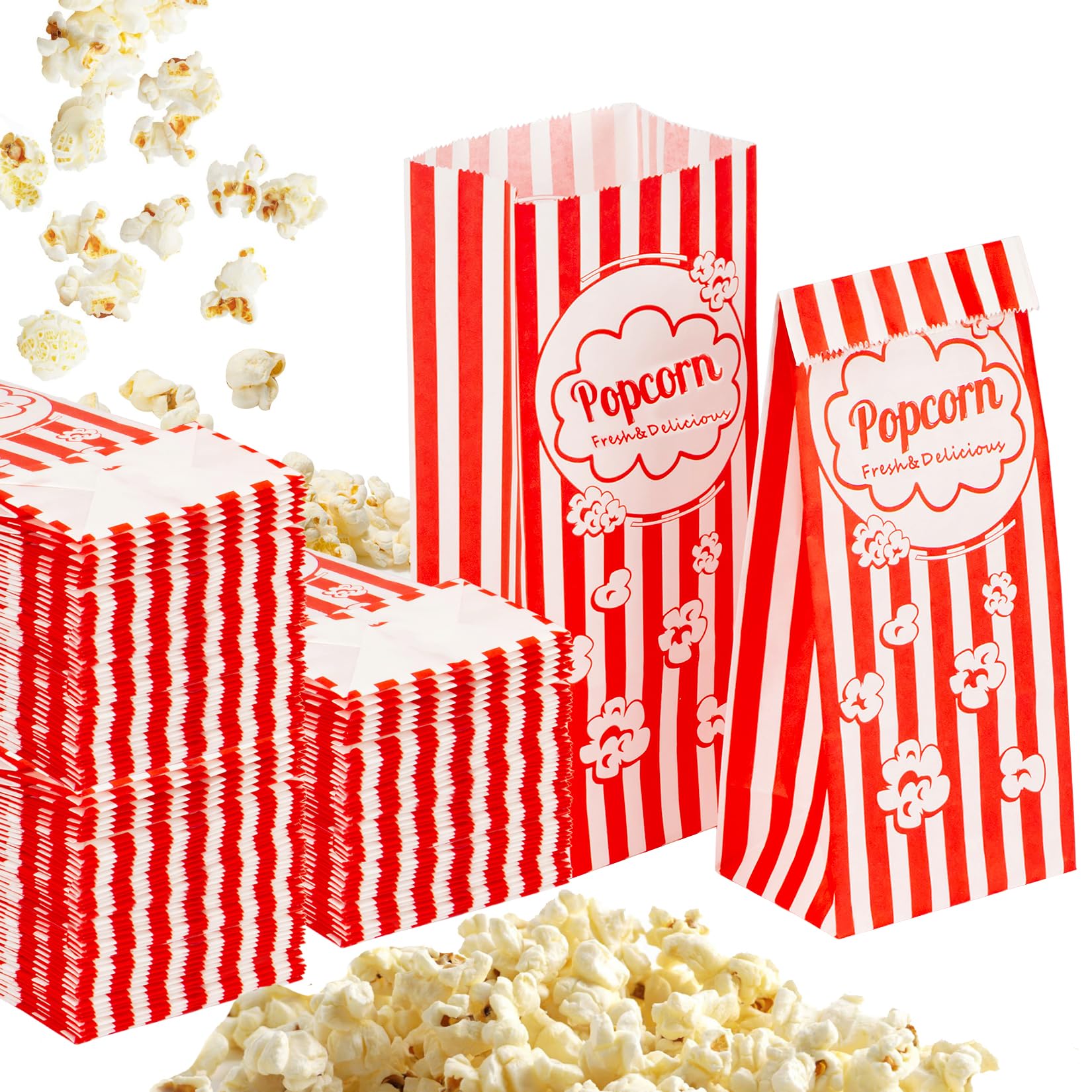 MAQIHAN 500 Stück Popcorntüten 37 ml – Einweg-Popcorn-Papiertüten mit flachem Boden