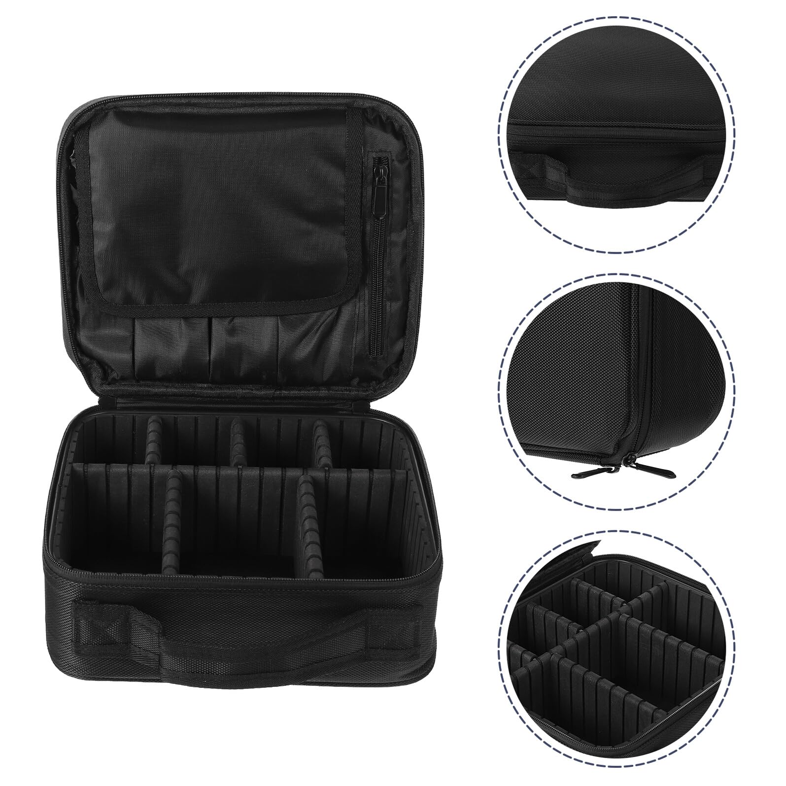 Bolsa de Viaje Negra Neceser Portátil con Asa para Maquillaje y Aseo Organizador Práctico para Vacaciones y Camping