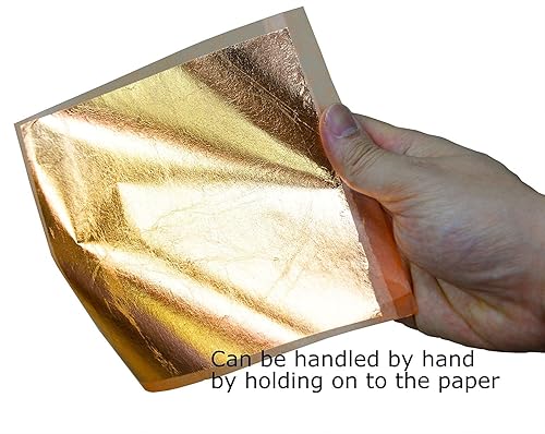 Miniatura 26 de Barnabas Blattgold Hoja de oro de imitación, hojas sueltas [25 hojas, 5.5 pulgadas], hoja de lámina de metal para pintura, arte y manualidades