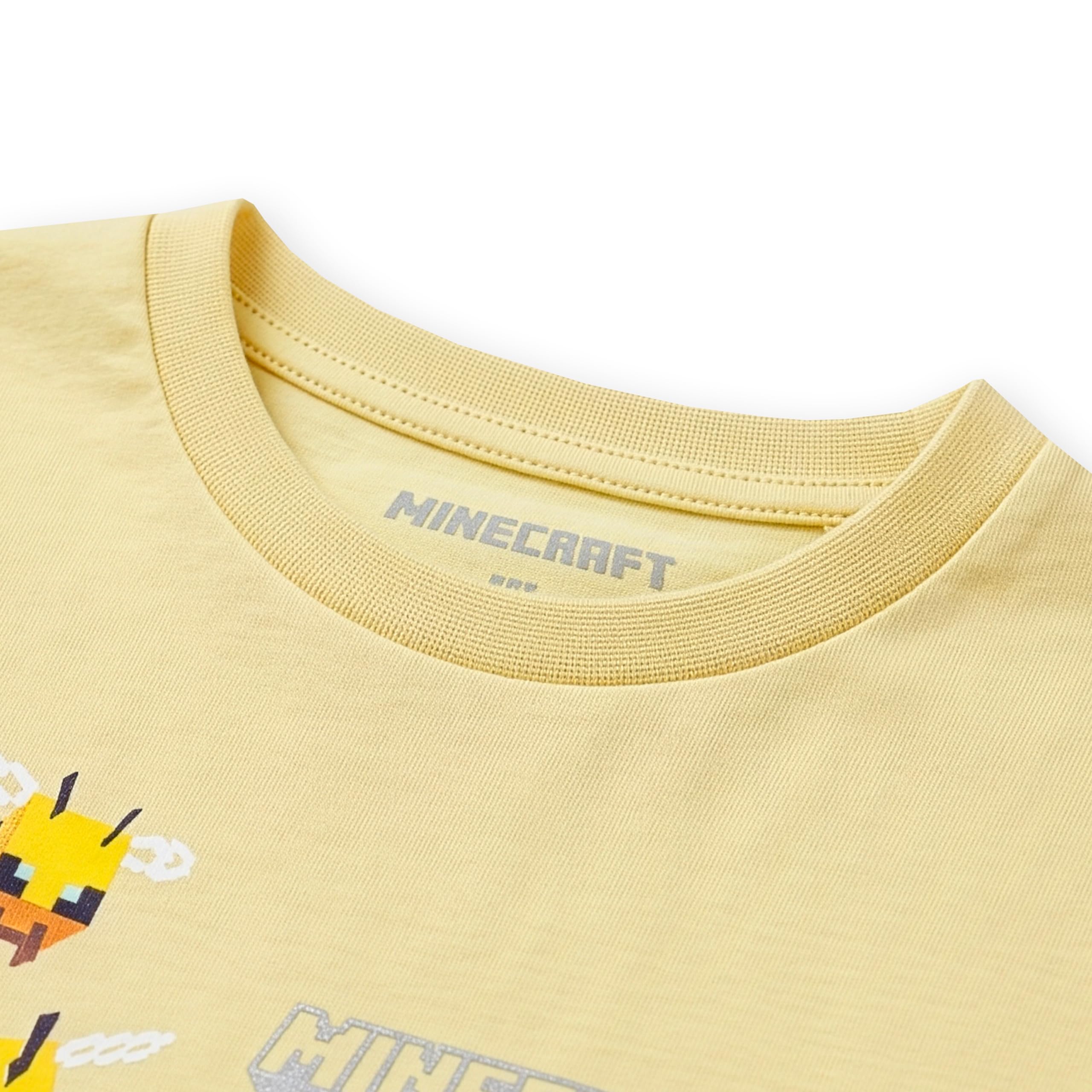 Minecraft Camiseta para Gamers, Camiseta para Niña con Abejas Y Creeper, Camisetas de Manga Corta Niña