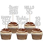 30 PCS 85th Birthday Cupcake Toppers Glitter Eighty Five Happy 85 Straight Outta 1940 Cupcake Picks for Cheers to 85 Fabulous 85th Birthday Anniversary Party Cake Decorations Supplier Silver