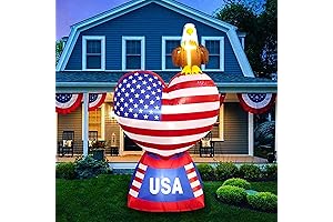 5 FT Patriotic Fourth of July Blow Up Lighted Decor Love Heart