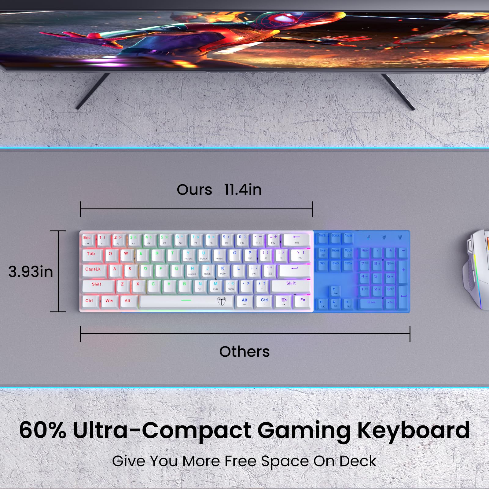 60% Wired Mechanical Gaming Keyboard with Red Switches, LED Backlit view 5