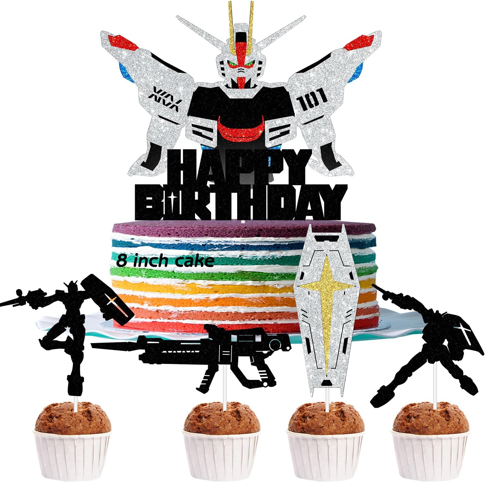 MOBILE SUIT GUNDAM Cake Decoration,Cake decoration suitable for mobile soldier enthusiasts(6 pcs)