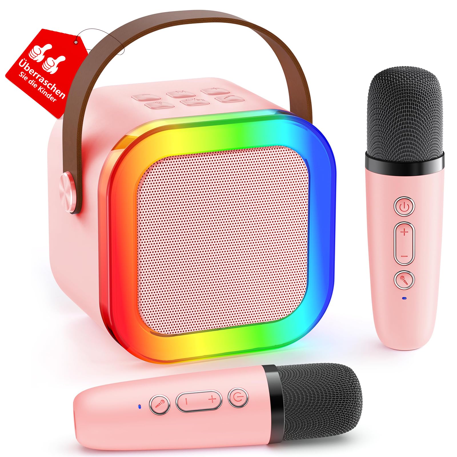 Ankuka Microfono Bambini Karaoke con Microfono per Bambini 4 5 6 7 8 9 Anni, Microfono Karaoke Bluetooth con Effeti Cambia Voce, Giochi Bambini Regalo Bambini per Compleanno Natale(Rosa)