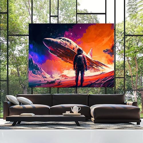 Miniatura 2 de Sense Canvas Arte en lienzo de astronauta y nave espacial 12, decoración del hogar, póster grande de 40 x 30  0.75 pulgadas