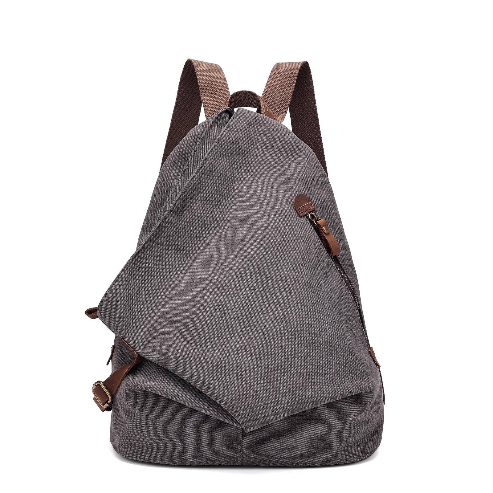 KL928 Canvas Vintage Rucksack – Großer Casual Daypack Outdoor Reisesack Wanderrucksack für Herren und Damen (Dunkelgrau)