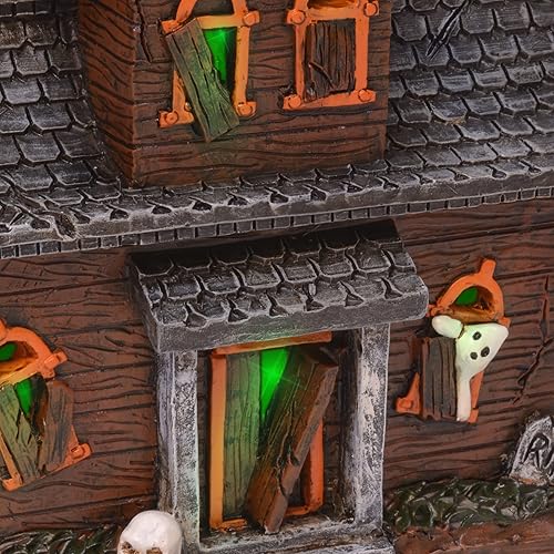 Miniatura 3 de Mark Feldstein & Associates Spooky Halloween - Juego de aldea de casa embrujada preiluminada que cambia de color, 8 pulgadas, juego de 3