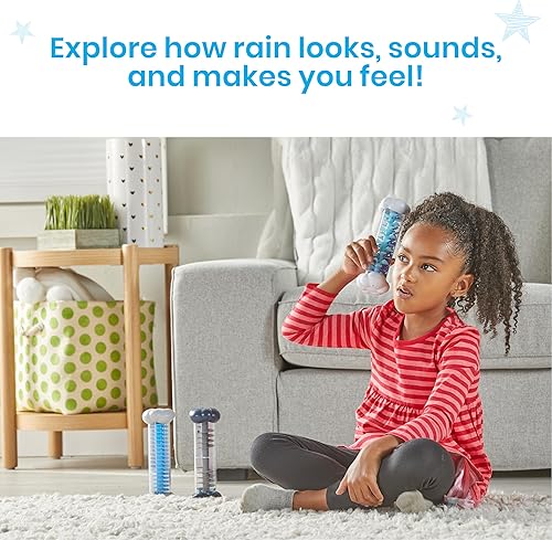 Miniatura 3 de hand2mind - Tubos sensoriales con sonidos calmantes, tubos antiestrés con sonido de lluvia, instrumento de palo de lluvia, juguetes sensoriales para