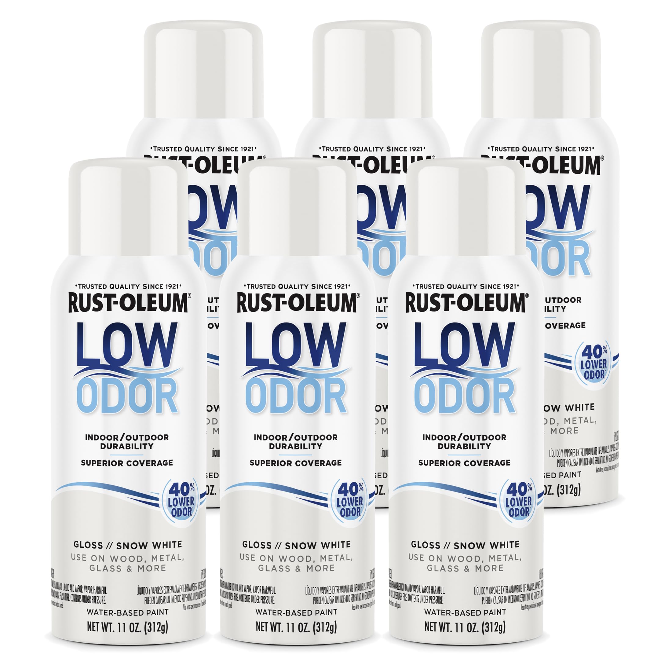 Rust-Oleum Low Odor Premium Spray Paint, Gloss Snow White