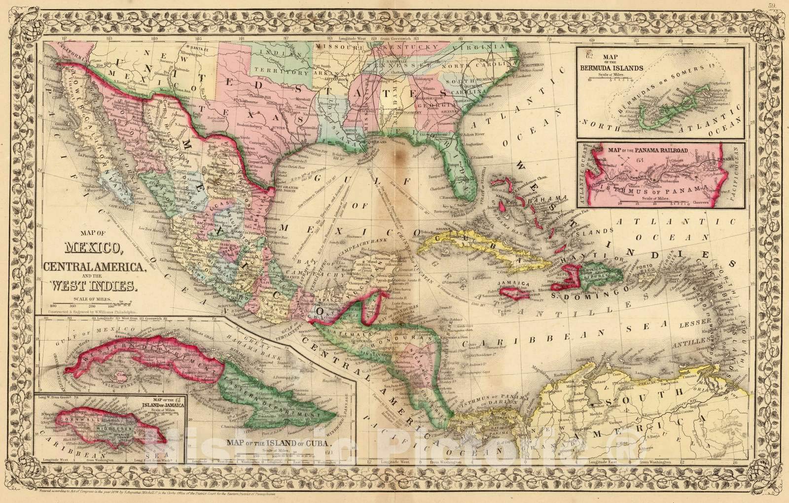Amazon.com: Historic Map : 1870 Mexico, Central America, West