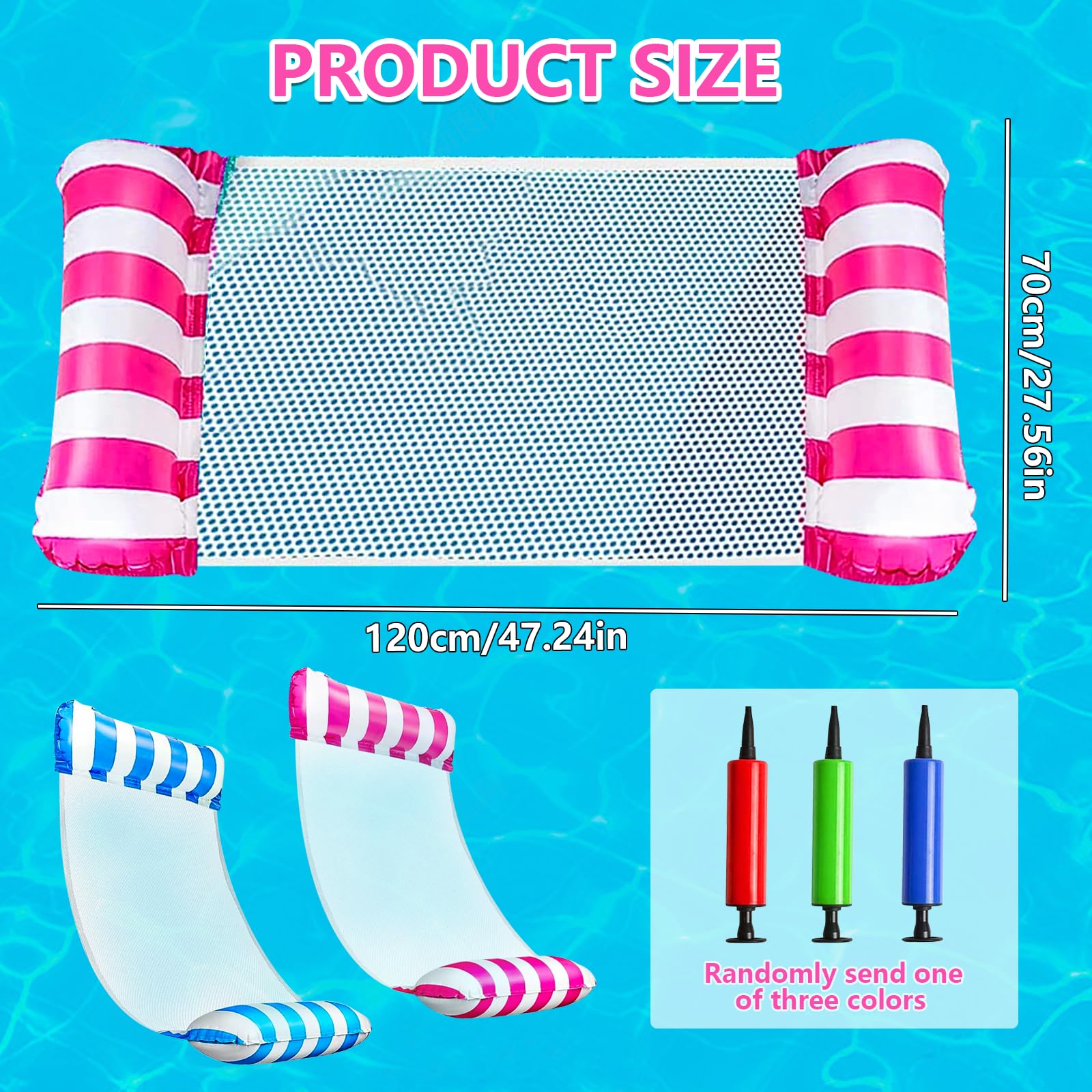 Hamaca De Agua 4 En 1 Con Red – Colchoneta Flotante De 120x120 Cm Para Adultos Y Niños, Incluye Bomba De Aire (2 Unidades)