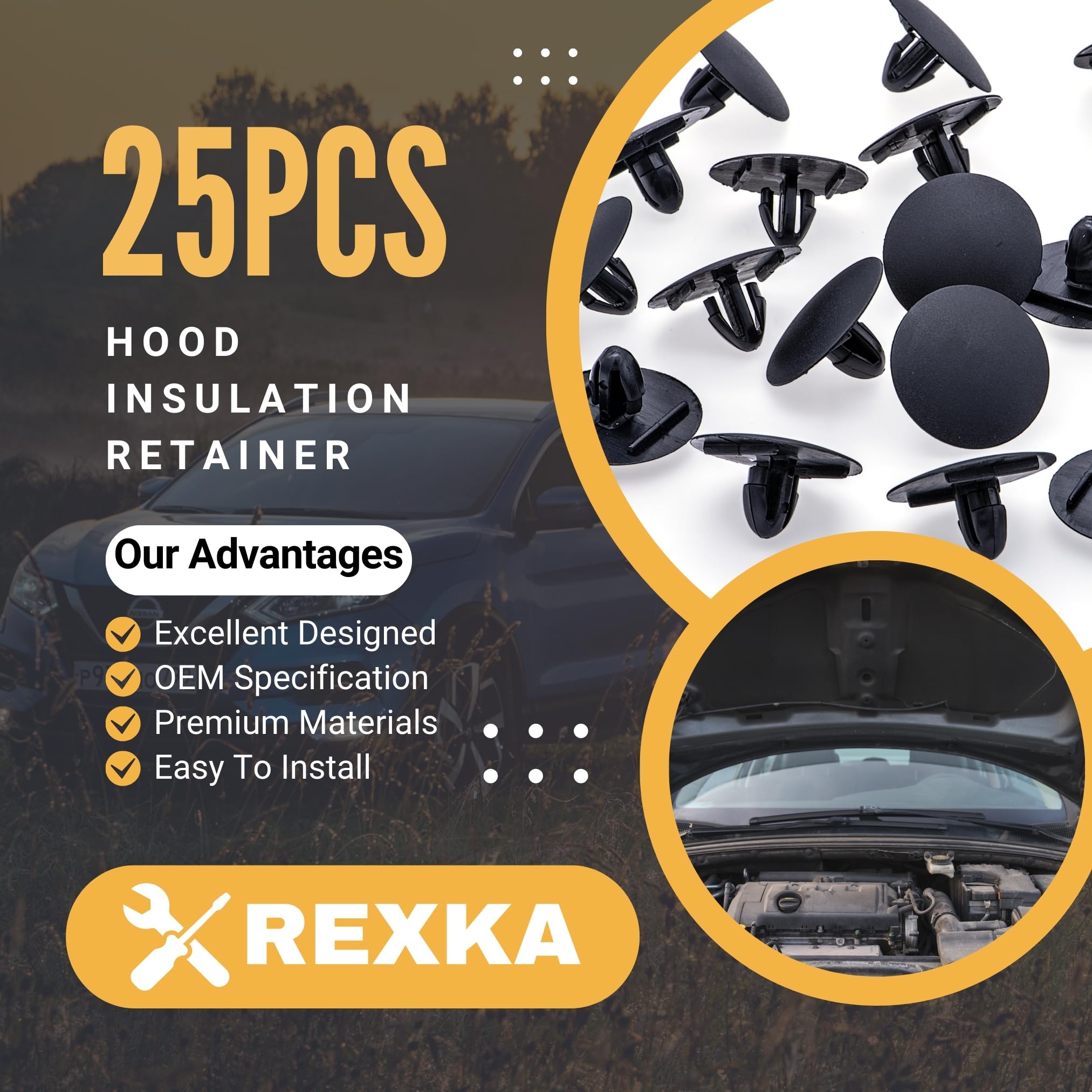 Amazon.co.jp: Rexka ボンネット断熱リテーナークリップ トヨタ