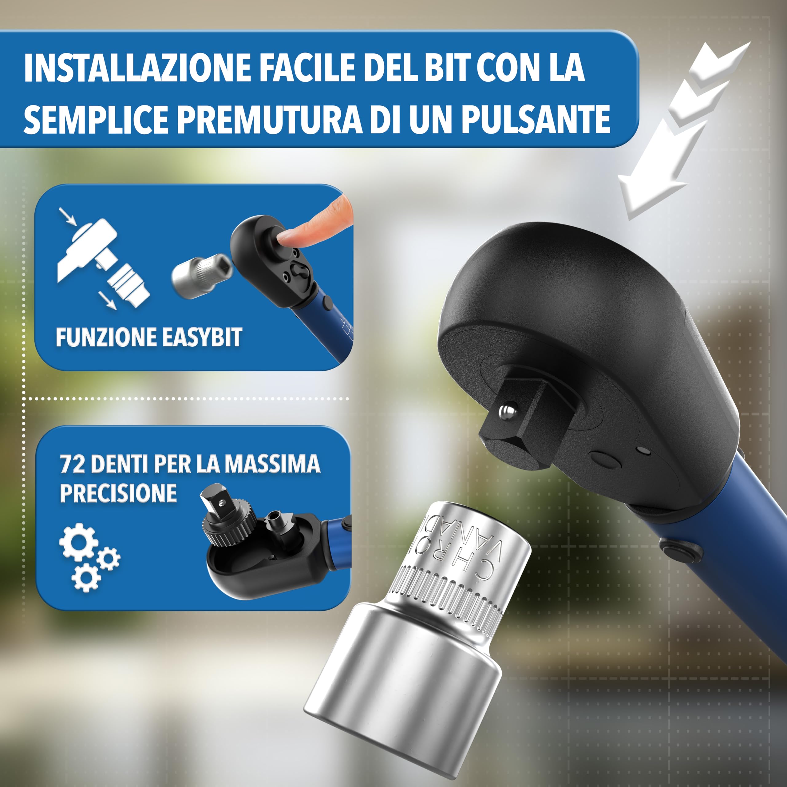 STONE REEF Set di chiavi dinamometriche [21 pezzi inclusi] bloccaggio 1/4" 1-25 nm set di chiavi dinamometriche per bicicletta 1-25 nm set cricchetto dinamometrico