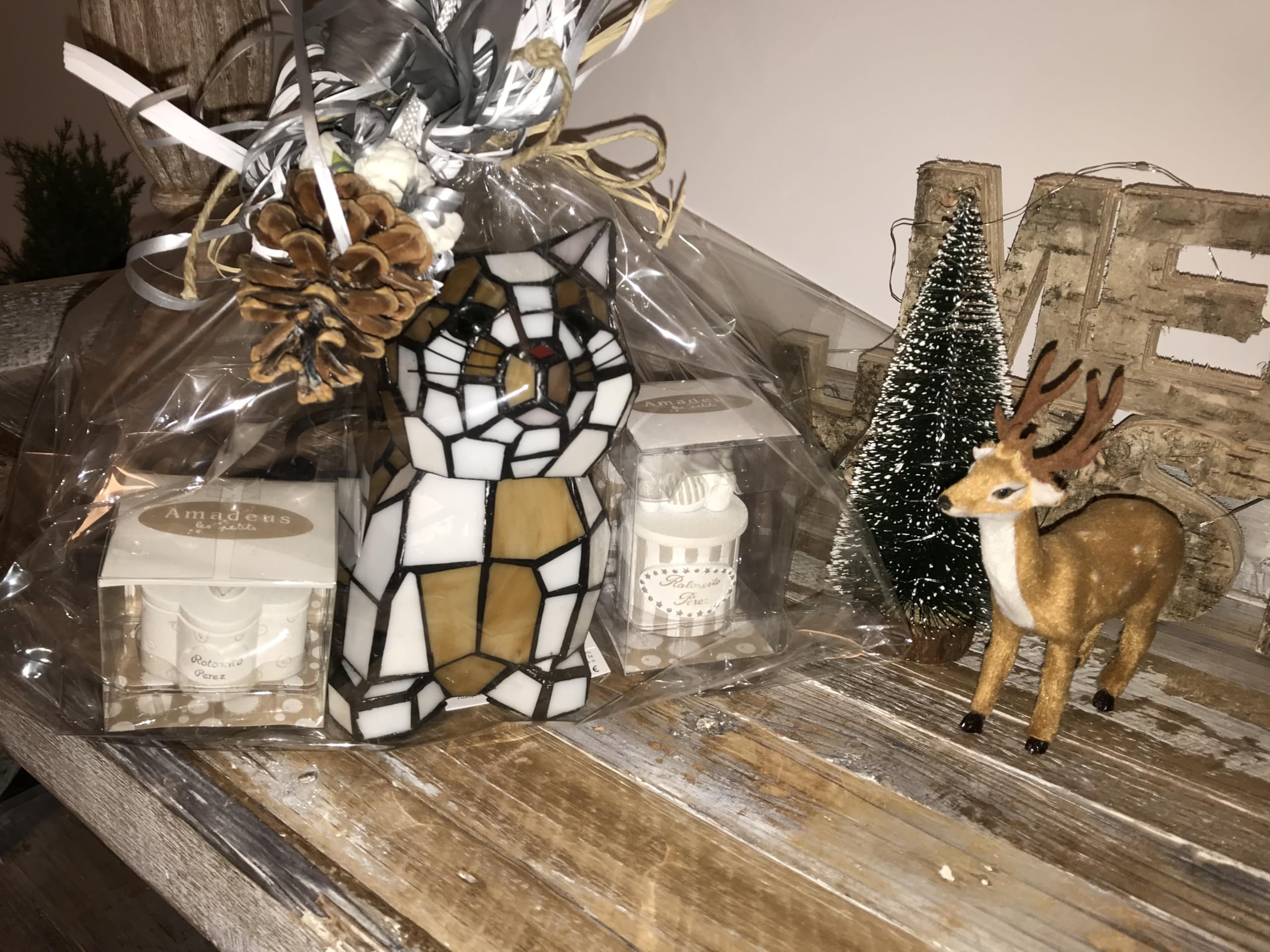 Figura Gato Tiffany Marrones 13 x 22 x 20 cm