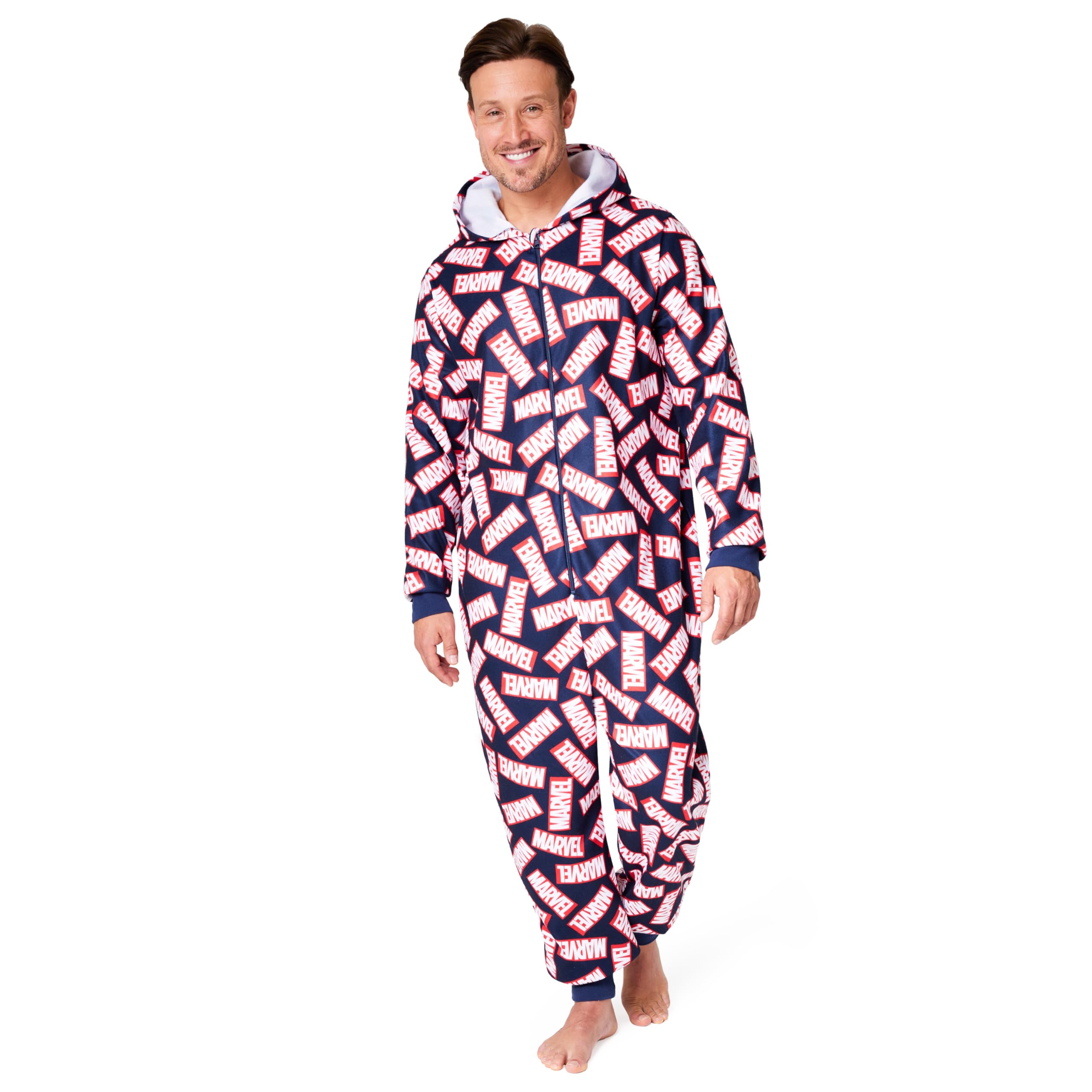 MarvelAdult Onesie for Men Teenagers Hooded Fleece Onesies For Men S-2XL  Lounge Wear Mens Nightwear Gifts for Him