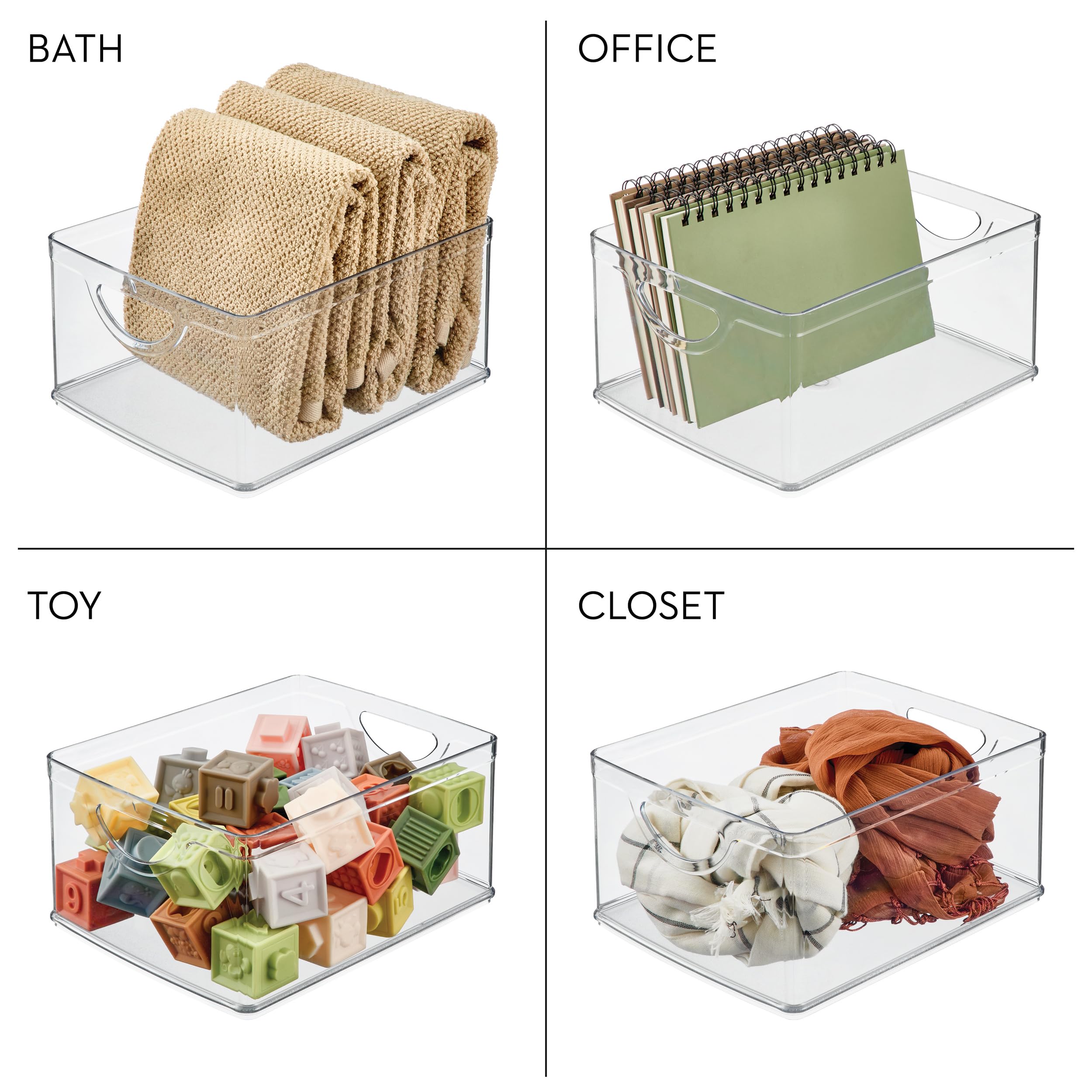 InterDesign iDesign - Contenedores de almacenamiento para despensa con asas, organizadores para armarios o nevera, juego de 2, transparentes