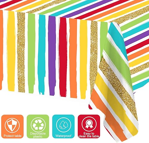 Miniatura 5 de Suministros de fiesta de arcoíris, decoraciones de feliz cumpleaños para niñas y niños. El juego de vajilla de fiesta de arcoíris de 169 piezas