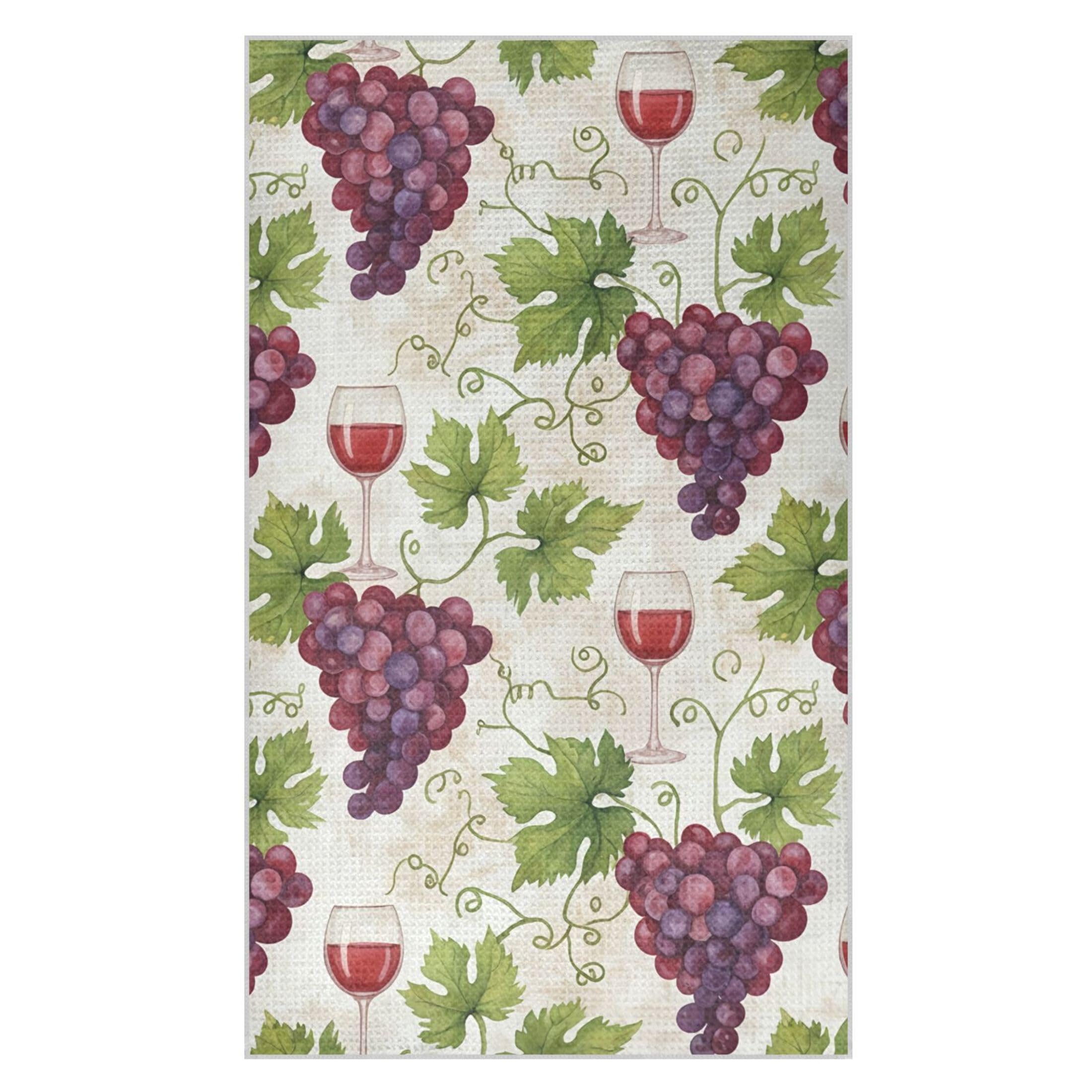Kutsu Grape Wine Waffle Weave Kitchen Towels Absorbent Quick Drying Dish Towels for Kitchen, Decorative Tea Towel, 18x30 in