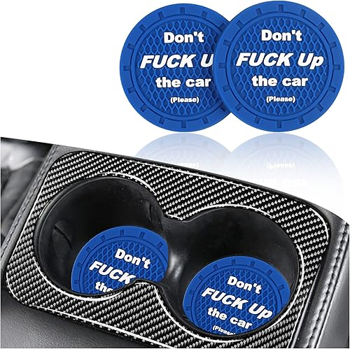 Paquete de 2 posavasos coloridos personalizados con texto en inglés Dont Fuck Up para portavasos de automóvil soporte de taza antideslizante de goma