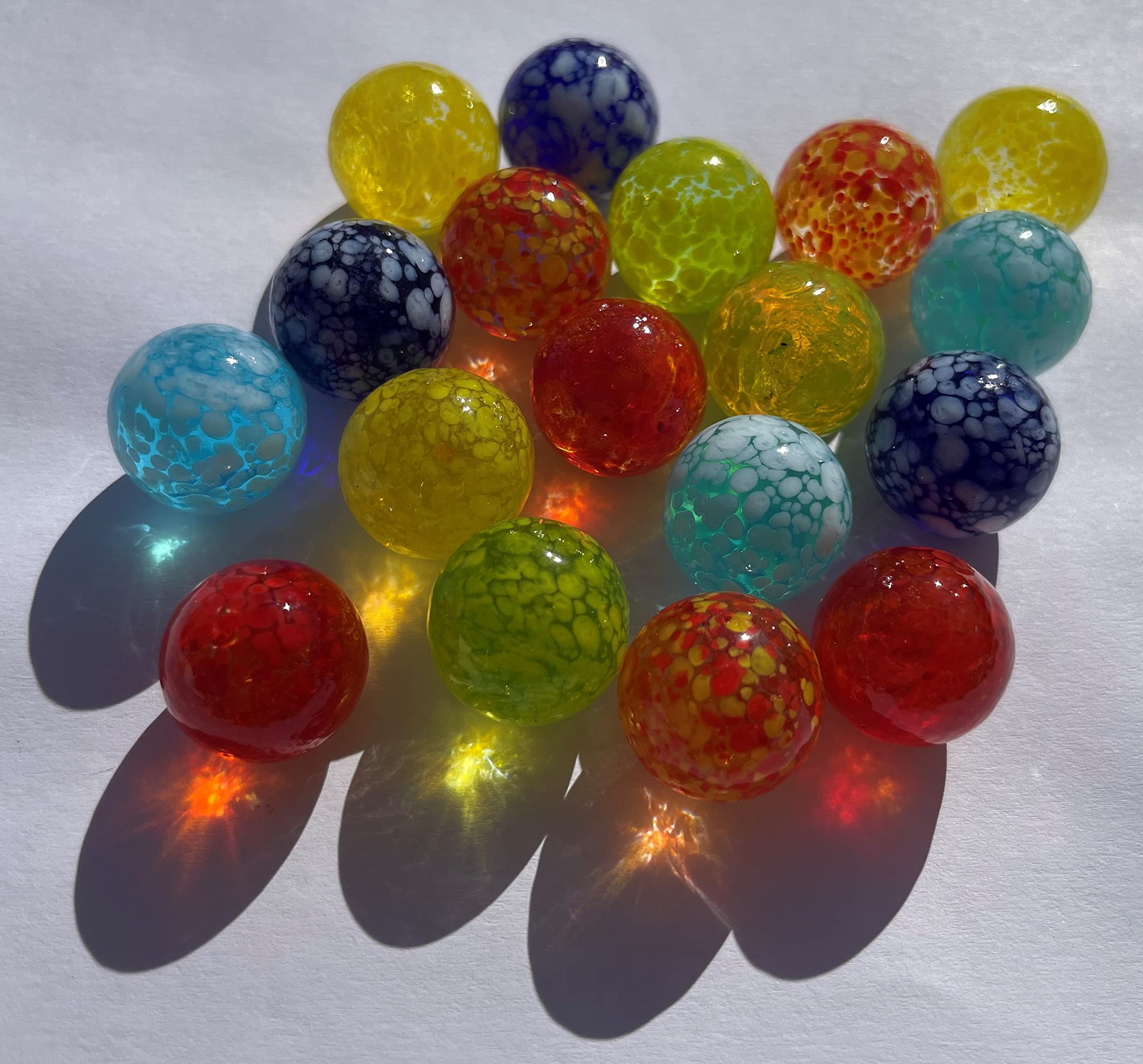 18 ręcznie robionych dmuchanych ustnie, wzór w kropki, kolorowe kulki 16 mm, kulki niebieskie, czerwone, żółte, czerwone, czerwone, czerwone, czerwone, bombki dekoracyjne