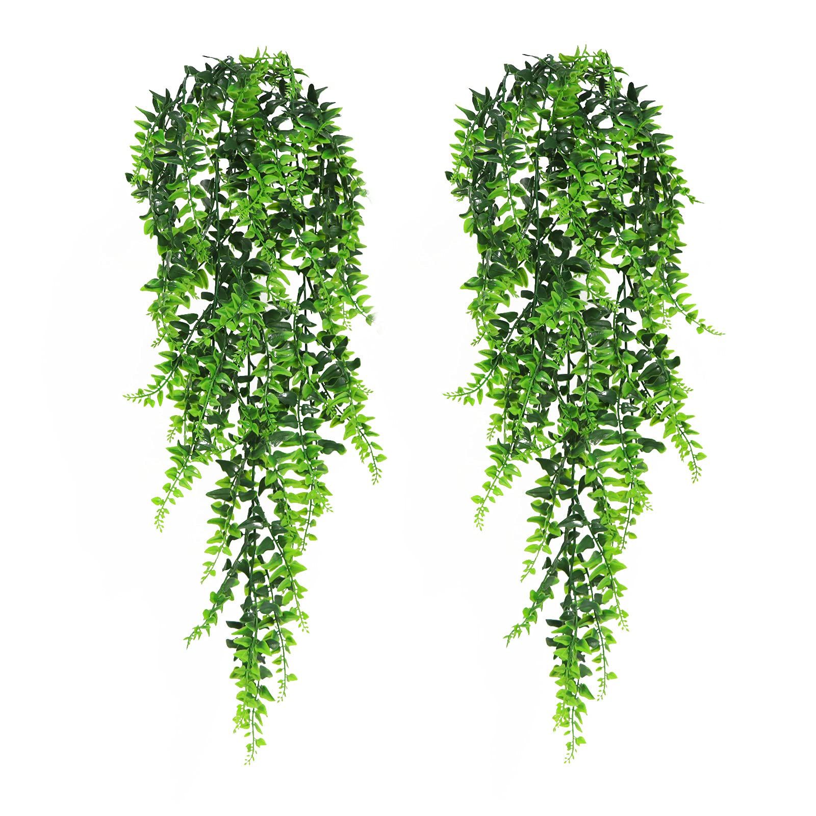 AFLOWER Artificial Hanging Plants, Ivy Garland Fake, Fake Ferns Persian Rattan UV-resistant Agricultural Greening Plants, Suitable for Indoor and Outdoor Wall Decoration 2 Pack (Green)