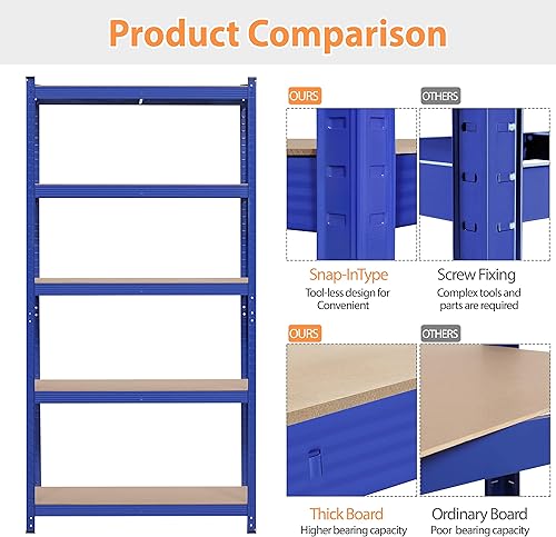 Miniatura 5 de Topeakmart Estantes de utilidad de 5 niveles estantes de almacenamiento de metal estantería de garaje estantes de almacenamiento ajustables para