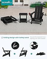 Vista 4 de SERWALL Juego de 2 sillas Adirondack modernas, sillas Adirondack plegables con portavasos dobles, sillas de plástico HDPE para exteriores para Negro