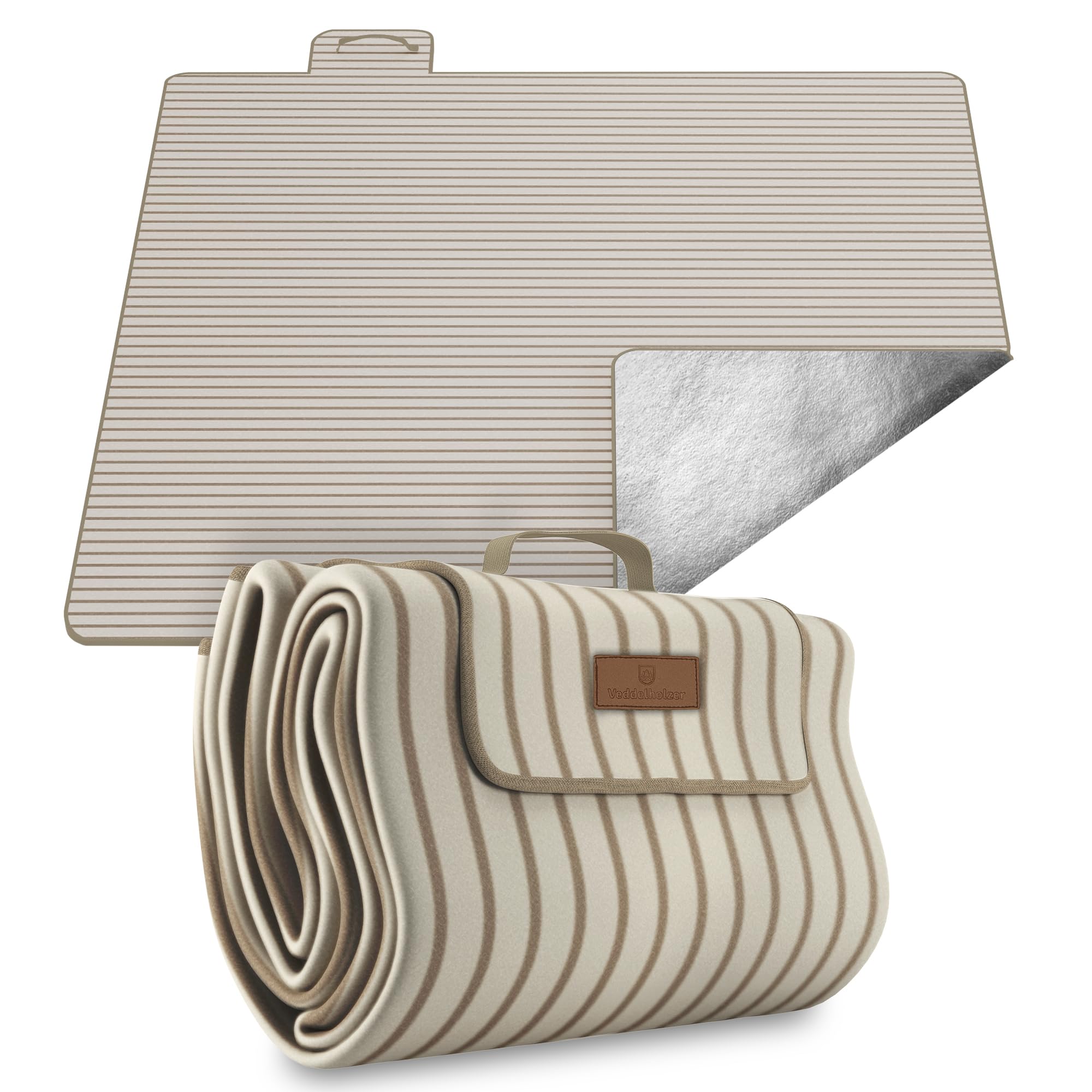 Veddelholzer 200 x 200 cm Beach Picknickdecke wasserdicht, sandfeste Stranddecke XXL isoliert & gepolstert Ideal für Outdoor, Camping, Strand, Park, Festival & Picknick Einfach faltbar & waschbar