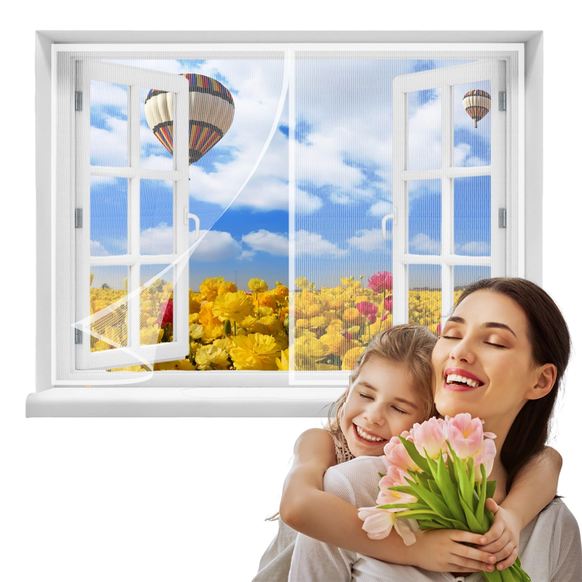 Cortina mosquitera 105x110cm magnética para ventanas de dormitorios y cocinas